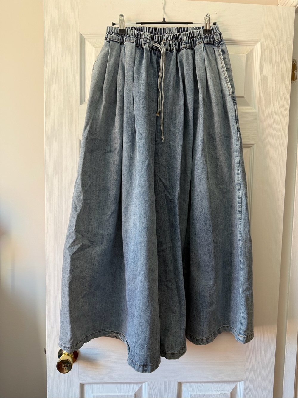 Wide Denim Drawstring Pants